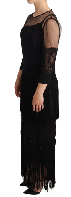 Vestido Midi Dolce Gabbana con Manga 34, Encaje con Flecos - Image 2