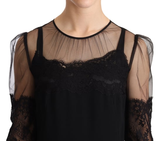 Vestido Midi Dolce Gabbana con Manga 34, Encaje con Flecos - Image 4