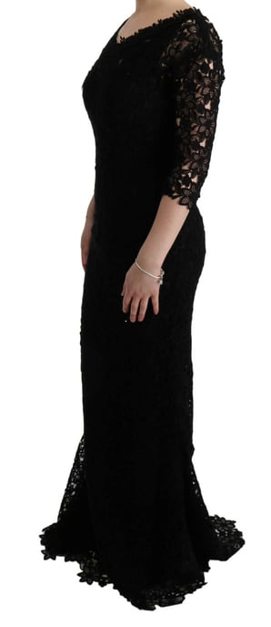Vestido Largo de Encaje Ajustado con Cuello Redondo - Image 2