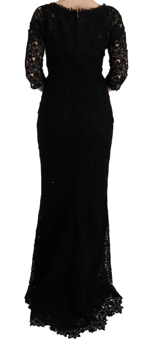 Vestido Largo de Encaje Ajustado con Cuello Redondo - Image 3