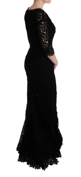 Vestido Largo de Encaje Ajustado con Cuello Redondo - Image 4