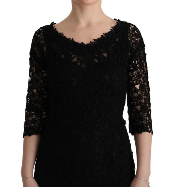 Vestido Largo de Encaje Ajustado con Cuello Redondo - Image 5
