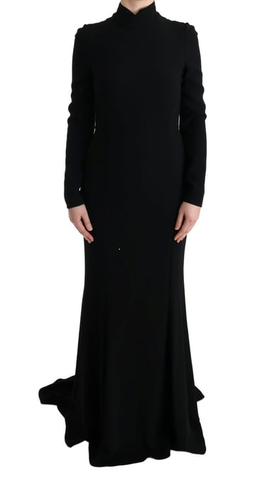 Vestido de Manga Larga de Crepé Negro - Image 1