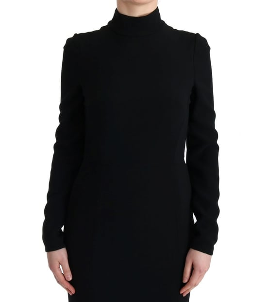 Vestido de Manga Larga de Crepé Negro - Image 2
