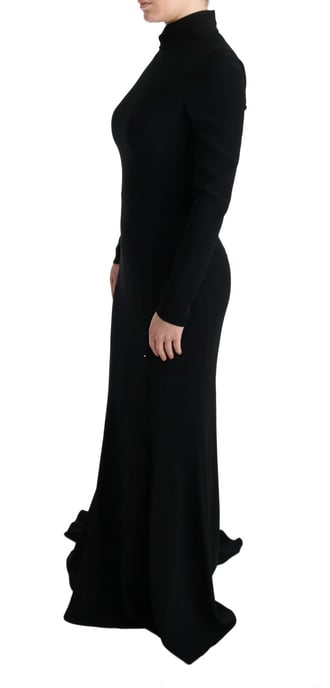 Vestido de Manga Larga de Crepé Negro - Image 3