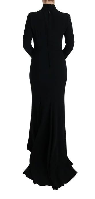 Vestido de Manga Larga de Crepé Negro - Image 4
