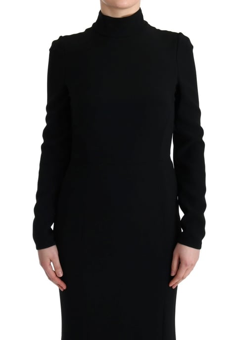 Vestido de Manga Larga de Crepé Negro - Image 6