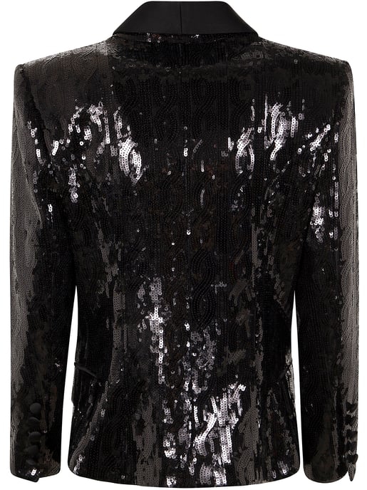 Chaqueta ajustada de satén brillante con escote en V - Image 2