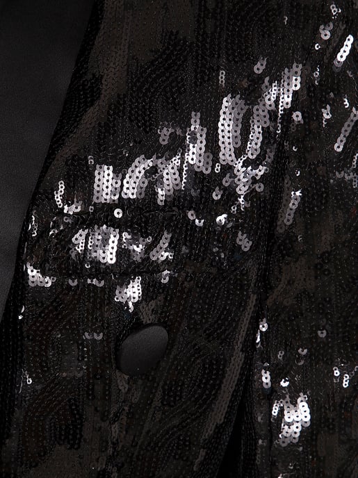 Chaqueta ajustada de satén brillante con escote en V - Image 3