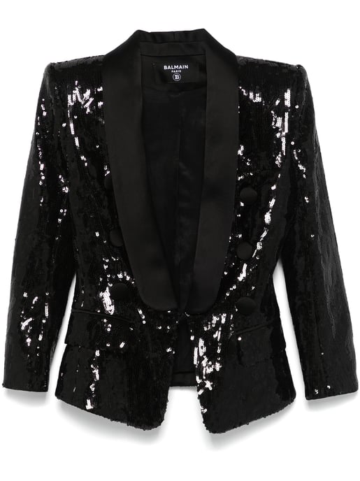 Chaqueta ajustada de satén brillante con escote en V - Image 4