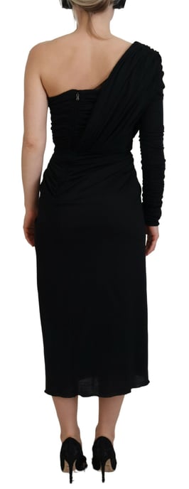 Vestido de Jersey de Un Hombro con Detalle de Rosa - Image 3