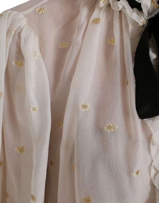 Blusa de Seda de Dolce Gabbana con Cuello Alto y Volantes - Image 5
