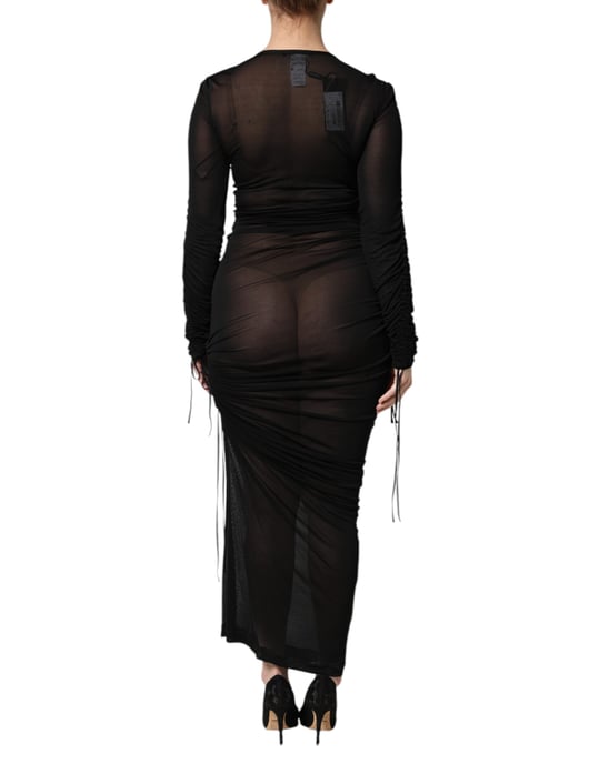 Vestido Maxi Transparente Con Plisados - Image 4