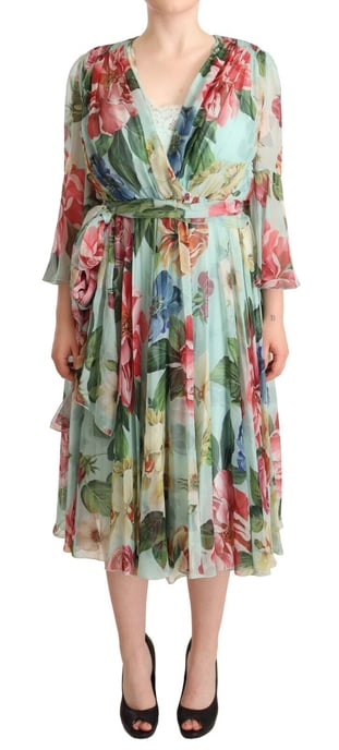 Vestido Midi de Seda con Estampado Floral - Image 1