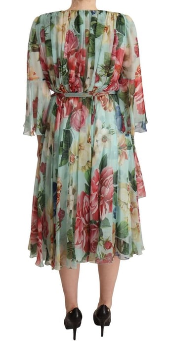 Vestido Midi de Seda con Estampado Floral - Image 4