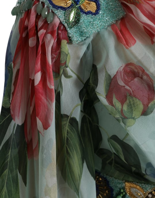 Vestido Largo de Chifón de Seda con Estampado Floral - Image 5