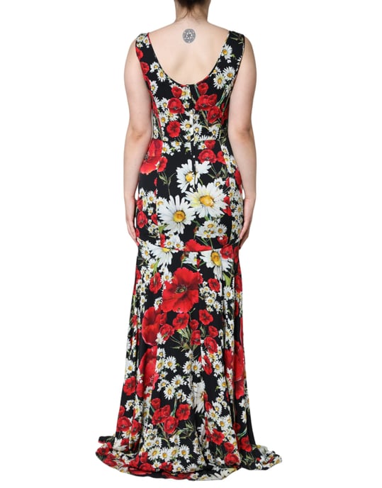 Vestido Maxi de Seda Floral Sin Mangas con Escote Redondo - Image 4