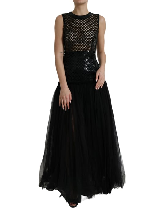 Vestido Maxi de Tul de Malla con Lentejuelas - Image 1