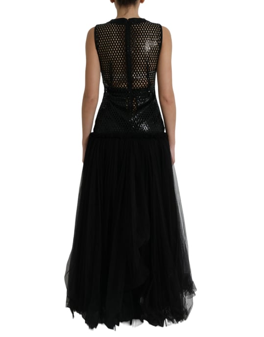 Vestido Maxi de Tul de Malla con Lentejuelas - Image 3
