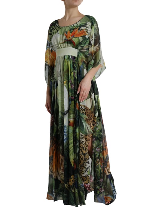 Vestido Maxi de Caftán de Seda Impresa con Estampado de Jungle - Image 2