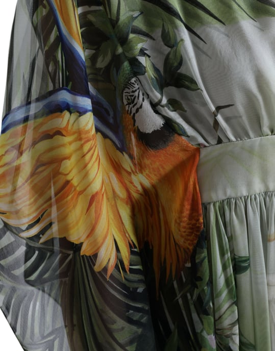 Vestido Maxi de Caftán de Seda Impresa con Estampado de Jungle - Image 5