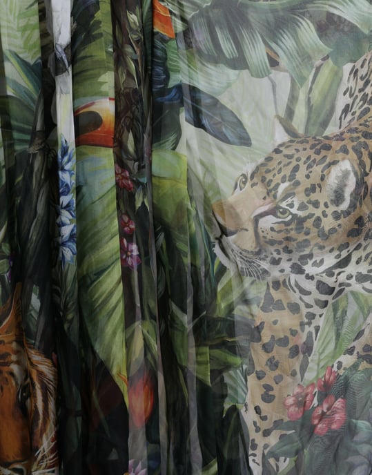 Vestido Maxi de Caftán de Seda Impresa con Estampado de Jungle - Image 6
