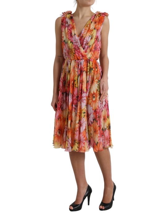Vestido de Seda Aline Midi con Estampado Floral - Image 2