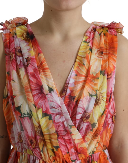 Vestido de Seda Aline Midi con Estampado Floral - Image 4
