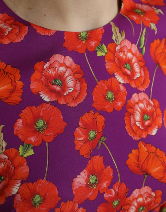 Vestido con estampado de amapolas de manga corta - Image 5