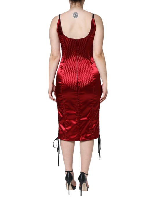 Vestido Midi de Satén con Cordones - Image 4