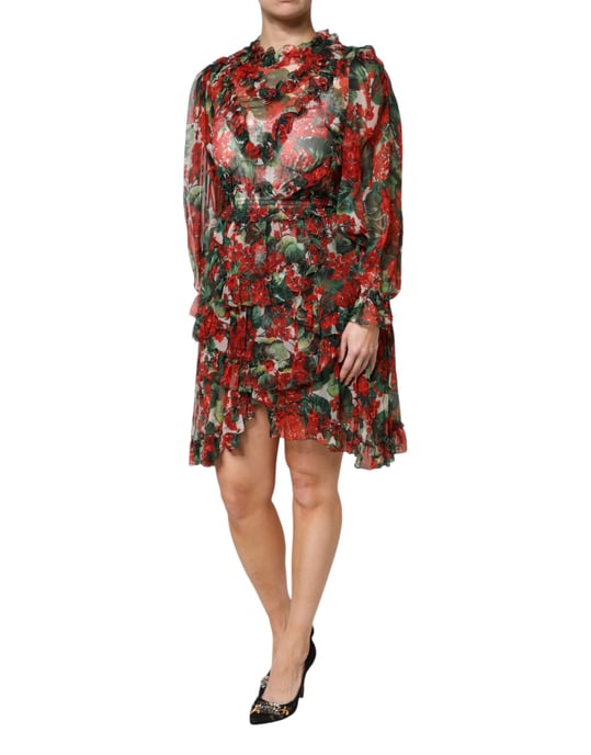 Vestido Mini con Estampado Floral y Volantes - Image 3