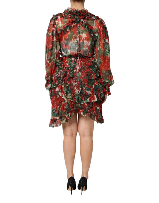 Vestido Mini con Estampado Floral y Volantes - Image 4