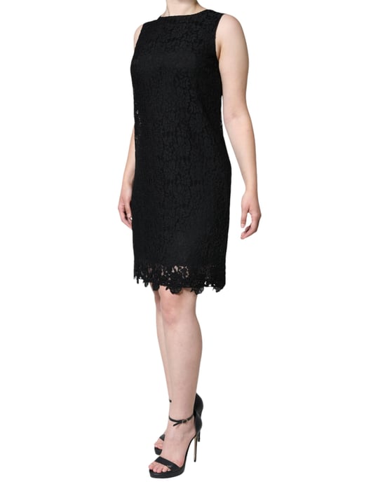 Vestido ajustado de encaje sin mangas con escote barco - Image 3