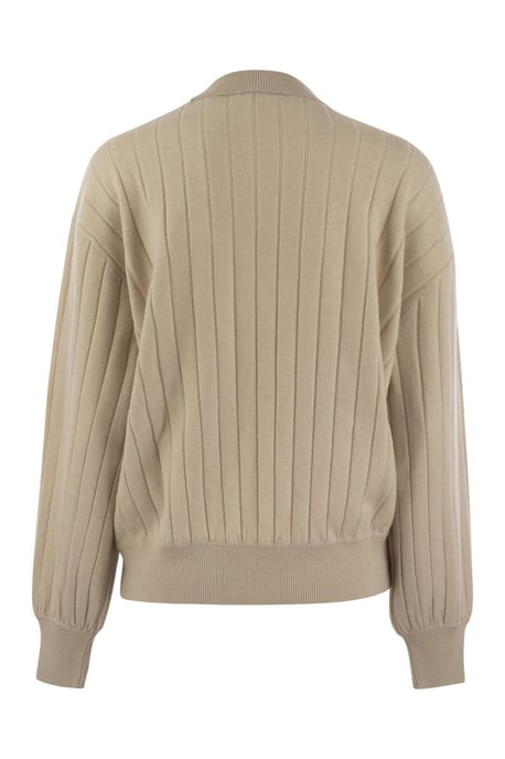 Suéter de cashmere con escote en V y collar - Image 2