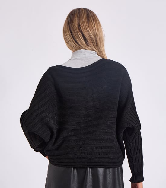 Jersey oversize de punto a rayas con mangas murciélago - Image 4