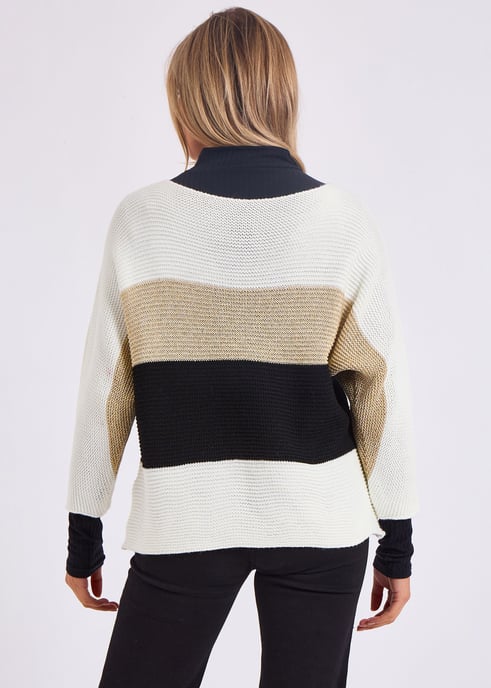 Jersey oversize de cuello en V y tejido de rayas - Image 4