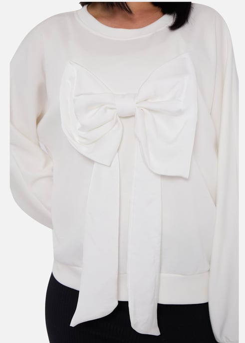 Jersey oversize con lazo delantero en color crema - Image 2