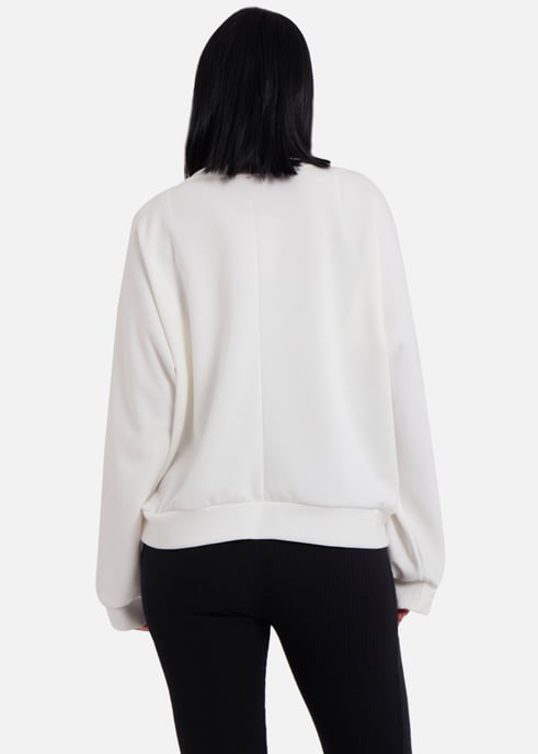 Jersey oversize con lazo delantero en color crema - Image 4