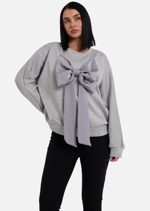 Jersey oversize gris con lazo delantero - Image 1