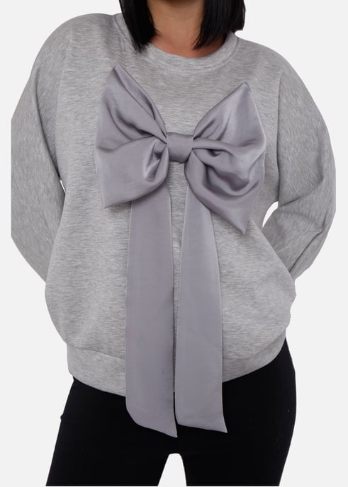 Jersey oversize gris con lazo delantero - Image 2