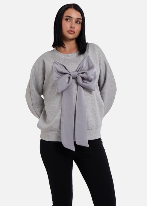 Jersey oversize gris con lazo delantero - Image 3