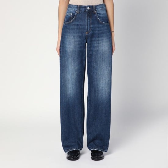Jeans de pierna ancha Pop Blue con efecto desgastado - Image 1