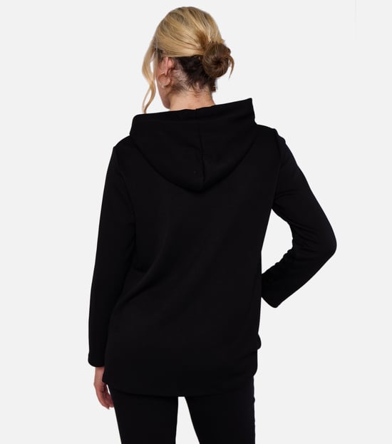 Top largo oversize con capucha y estampado Black Heart - Image 4