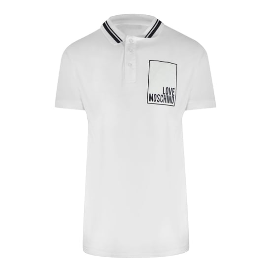 Polo Blanco Con Logo De Caja De Love Moschino - Image 1
