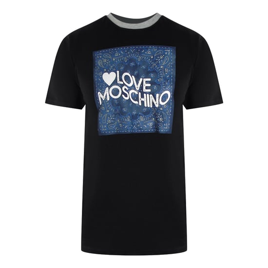 Camiseta Negra Con Estampado De Cachemira Y Logotipo De Love Moschino - Image 1
