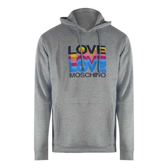 Sudadera Con Capucha Gris Con Logotipo Múltiple De Love Moschino - Image 1