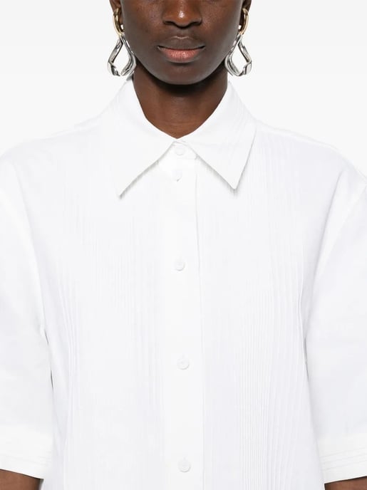 Camisa Ancha Plisada Blanca - Image 5
