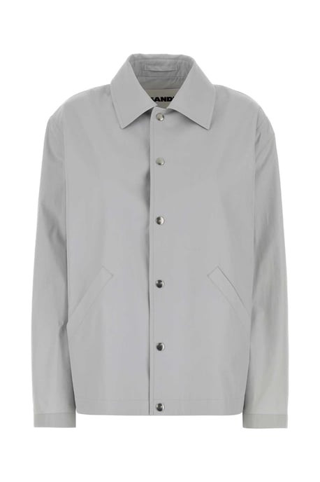 Chaqueta de tafetán de algodón gris claro con logo - Image 1