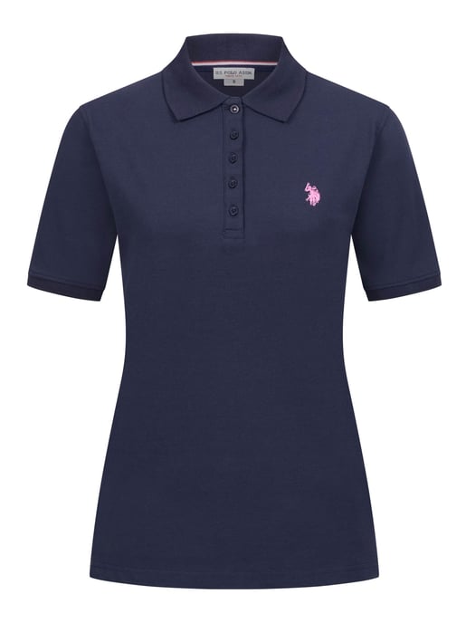 U.S. POLO ASSN. Camiseta polo femenina de manga corta hecha de elastano de algodón - Image 1