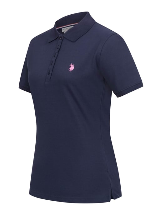 U.S. POLO ASSN. Camiseta polo femenina de manga corta hecha de elastano de algodón - Image 2